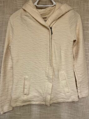O'Neill Women's Textured Cream Lined Stretch Cotton Zip Casual Sweater Jacket XS